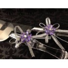 Cake Knife & Server Set with Acrylic Flower and Ribbon Wedding Sweet 16 Anniversary All Occasion